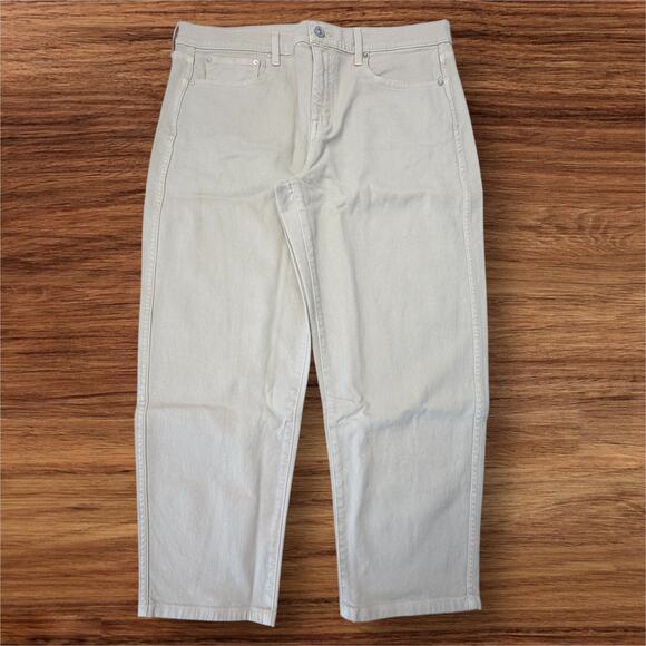 AYR The Beat Drop Cropped Barrel Leg‎ Jeans Womens Size 34 Straw Hat Beige 38x27 - Picture 2 of 10